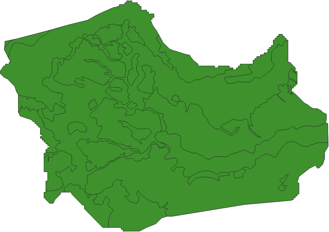 The same landuse map in a single green colour.